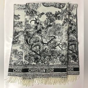 Dior Fierce Toile De Jouy Throw blancket/Shawl, Cashmere and wool